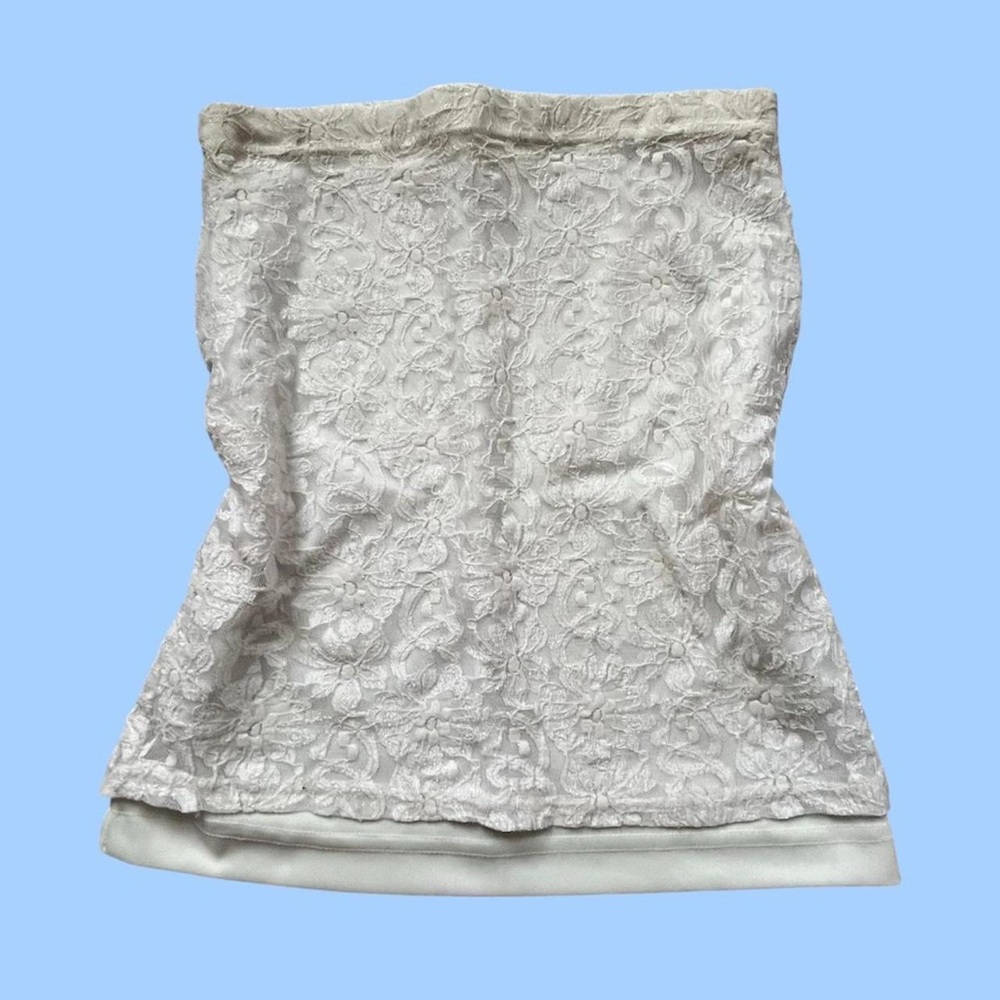 y2k White Lace Tube Top Strapless